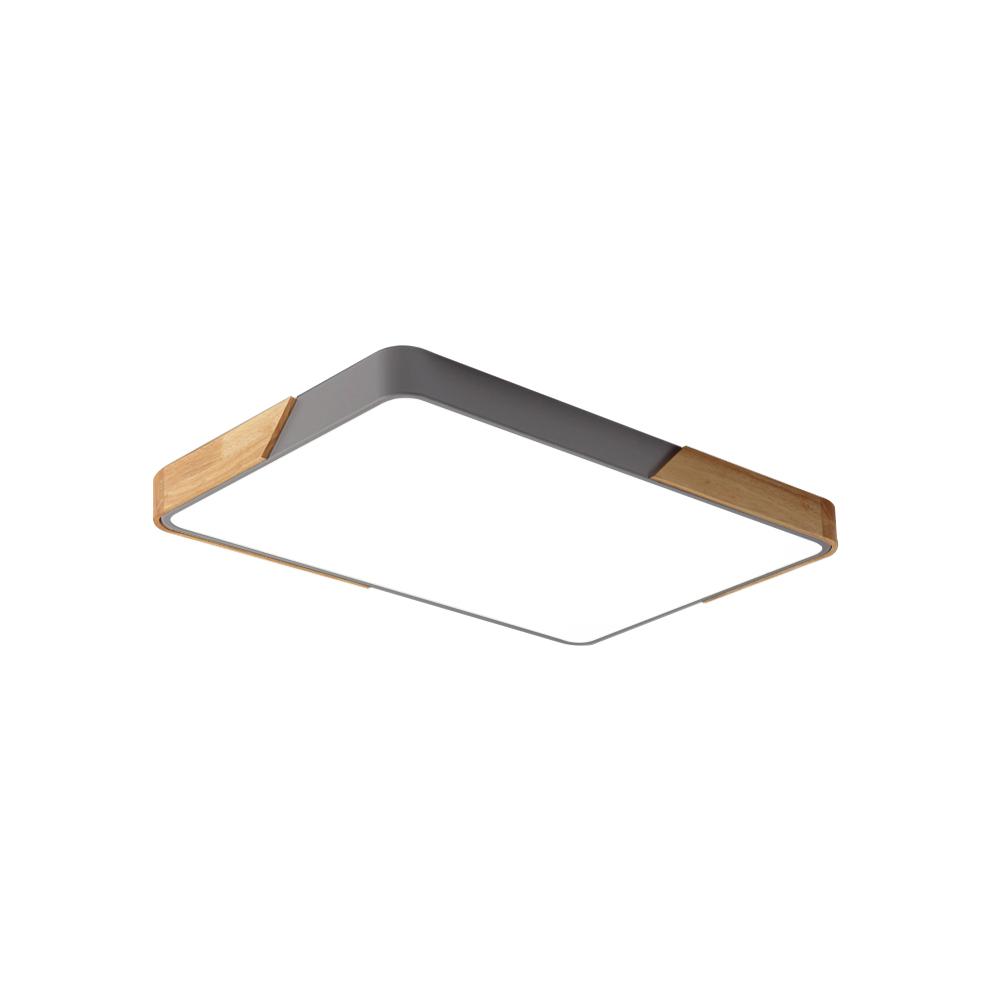 Modern Farmhouse Wood Frame Ceiling Light Fixture - Dimmable LED Low Profile Panel for Kitchen, Living Room, Bedroom - 5 Color | Thomler
