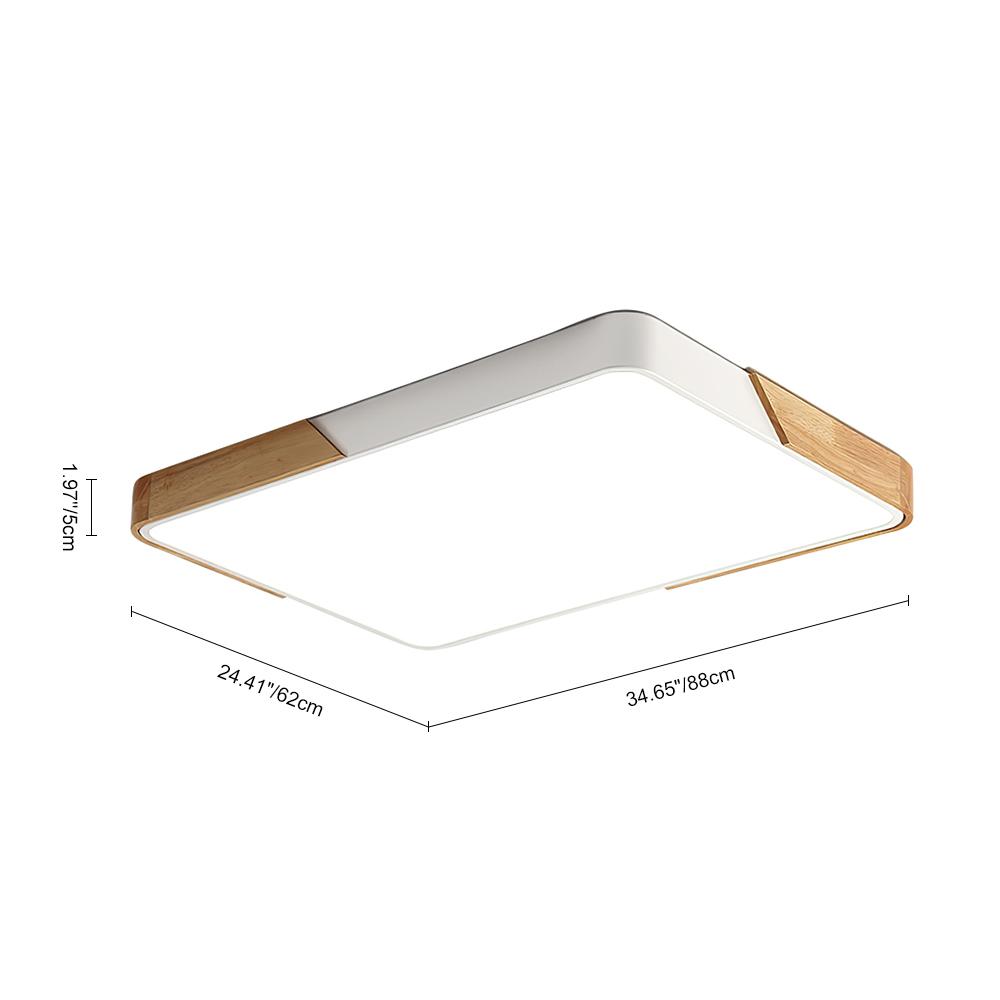 Modern Farmhouse Wood Frame Ceiling Light Fixture - Dimmable LED Low Profile Panel for Kitchen, Living Room, Bedroom - 5 Color | Thomler