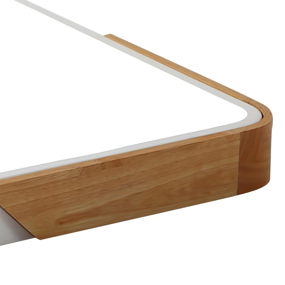 Modern Farmhouse Wood Frame Ceiling Light Fixture - Dimmable LED Low Profile Panel for Kitchen, Living Room, Bedroom - 5 Color | Thomler