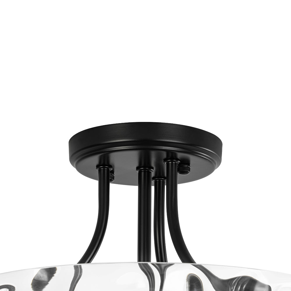 Ceiling Light Hammered Glass Drum 30.0 cm Semi Flush Bathroom Dining Room Hallway Fixture | Thomler