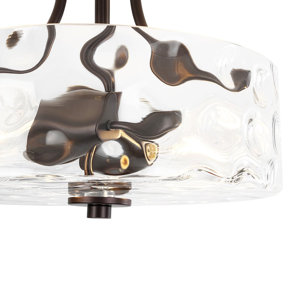 Ceiling Light Hammered Glass Drum 30.0 cm Semi Flush Bathroom Dining Room Hallway Fixture | Thomler