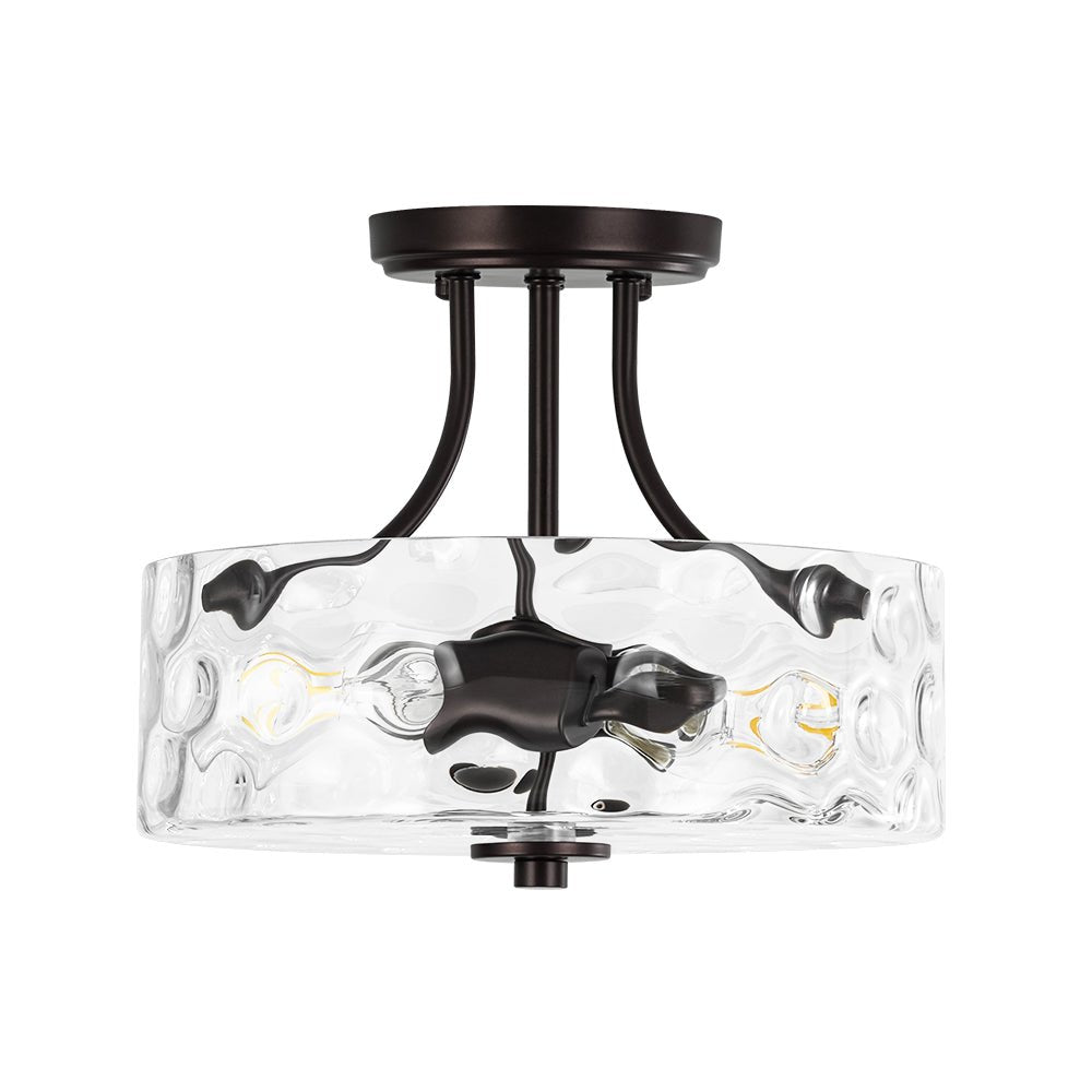 Ceiling Light Hammered Glass Drum 30.0 cm Semi Flush Bathroom Dining Room Hallway Fixture | Thomler