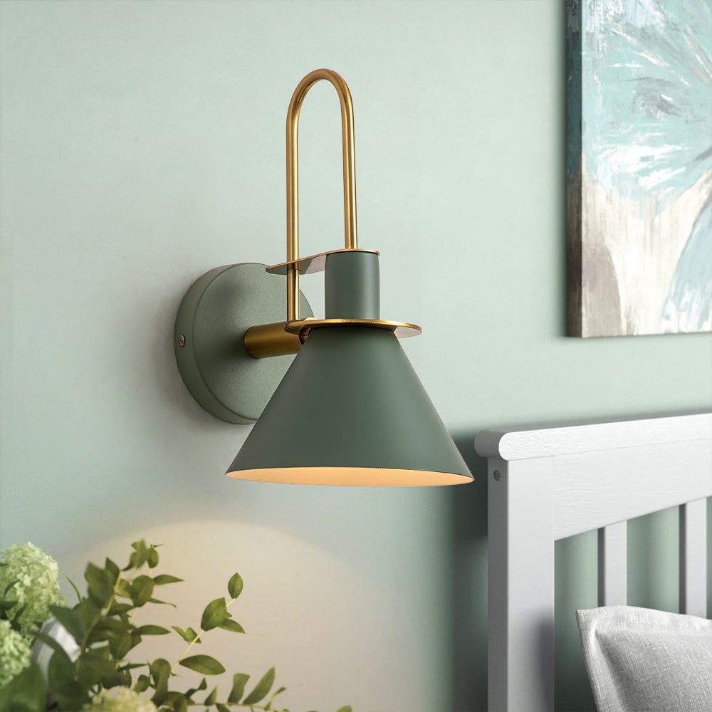 Wall Lamp Metal 31.0 cm Black Green White Brass Bedroom Hallway Mid Century Gooseneck Reading Light | Thomler