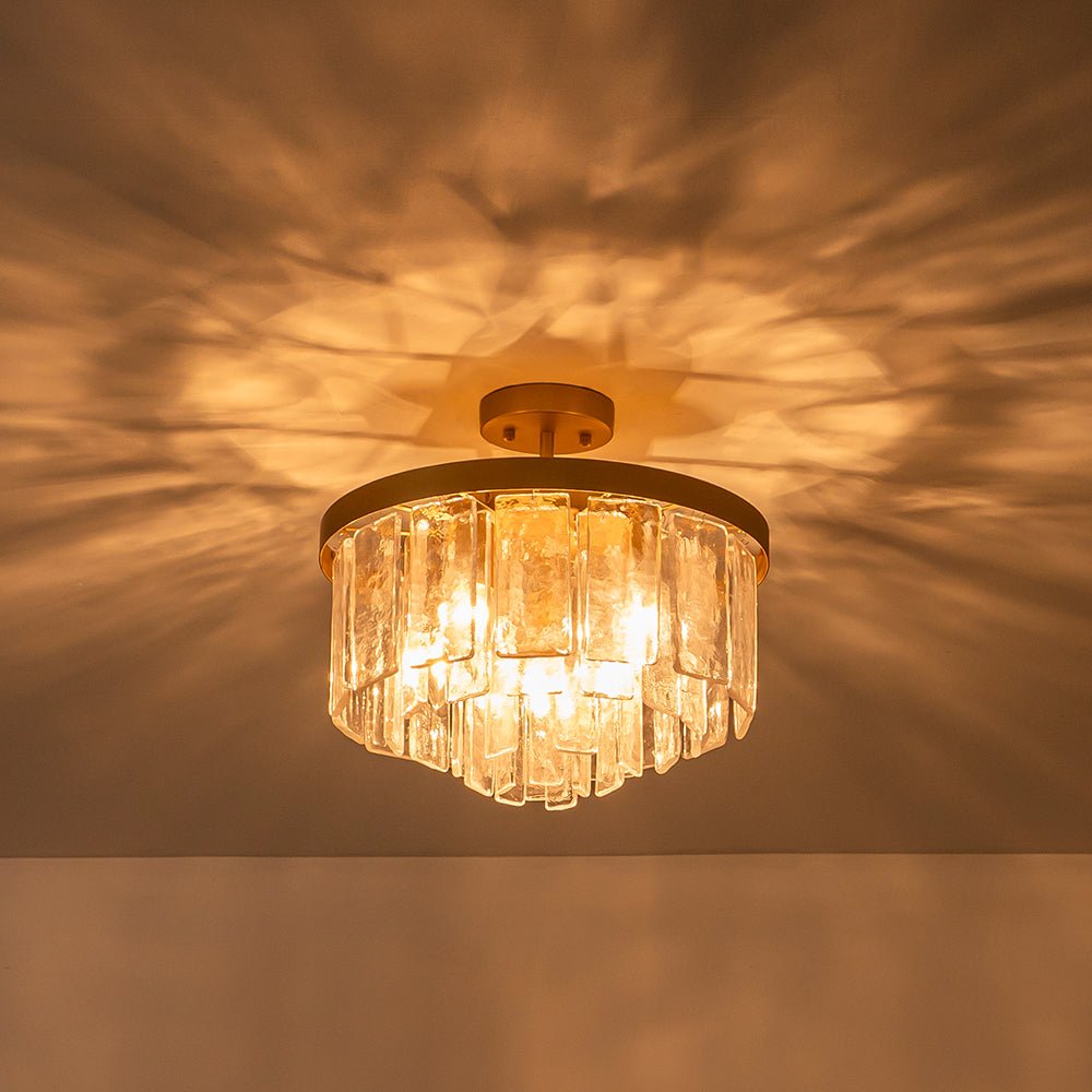 Five-Tier Rippled Glass Ceiling Light with Metal Frame for Dining Room, Kitchen & Bedroom | Thomler