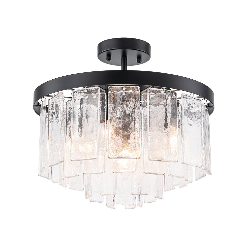 Five-Tier Rippled Glass Ceiling Light with Metal Frame for Dining Room, Kitchen & Bedroom | Thomler