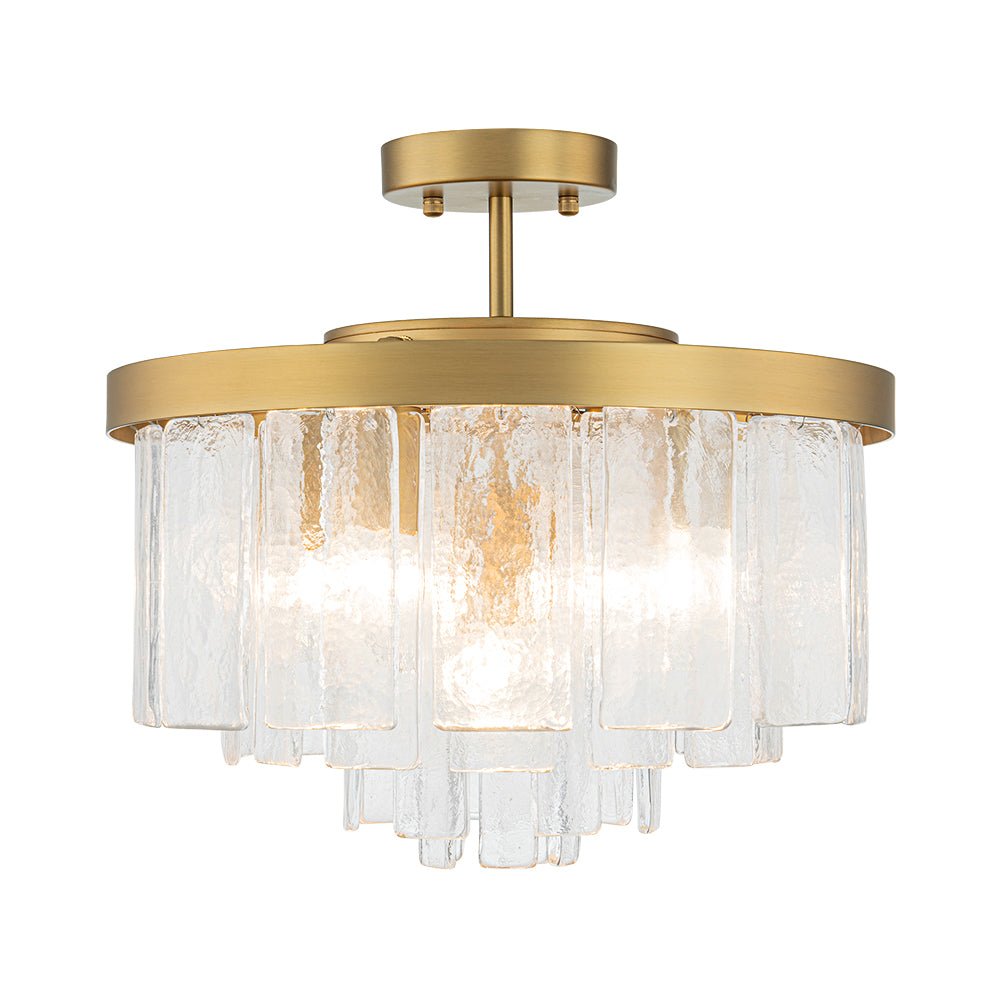 Five-Tier Rippled Glass Ceiling Light with Metal Frame for Dining Room, Kitchen & Bedroom | Thomler