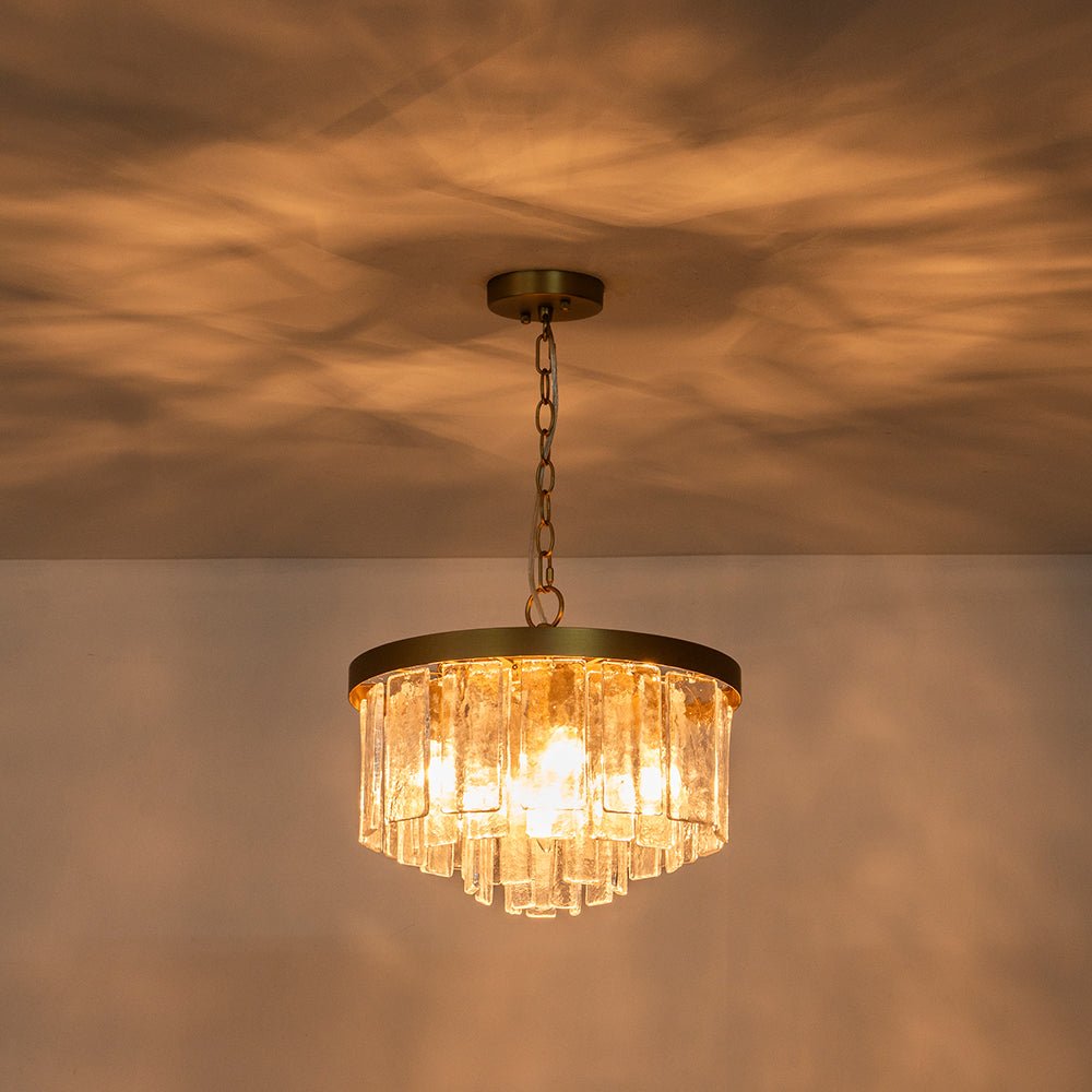 Five-Tier Rippled Glass Ceiling Light with Metal Frame for Dining Room, Kitchen & Bedroom | Thomler