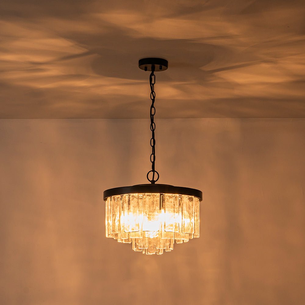 Five-Tier Rippled Glass Ceiling Light with Metal Frame for Dining Room, Kitchen & Bedroom | Thomler