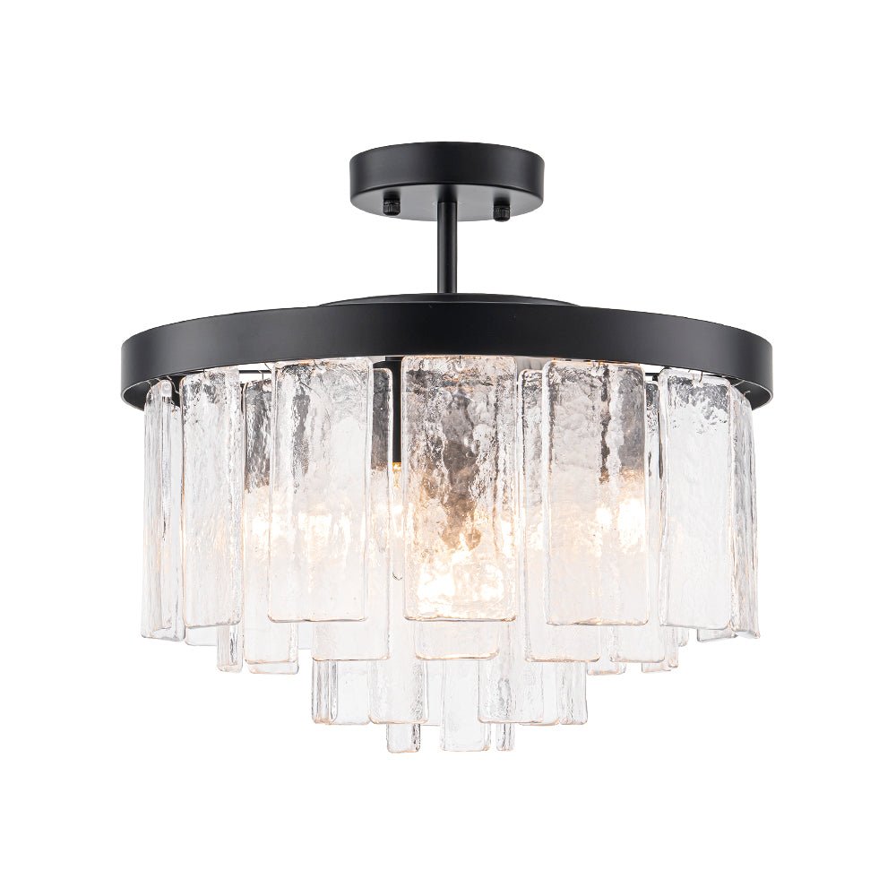 Five-Tier Rippled Glass Ceiling Light with Metal Frame for Dining Room, Kitchen & Bedroom | Thomler