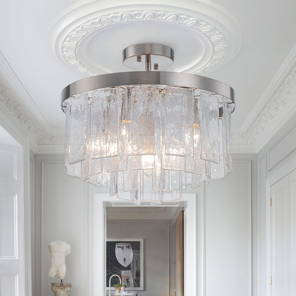 Five-Tier Rippled Glass Ceiling Light with Metal Frame for Dining Room, Kitchen & Bedroom | Thomler