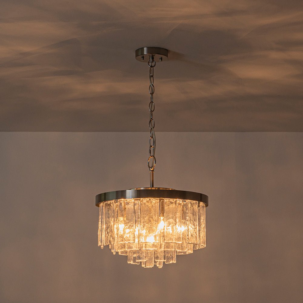 Five-Tier Rippled Glass Ceiling Light with Metal Frame for Dining Room, Kitchen & Bedroom | Thomler