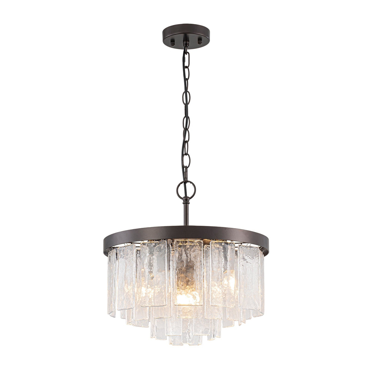 Five-Tier Rippled Glass Ceiling Light with Metal Frame for Dining Room, Kitchen & Bedroom | Thomler
