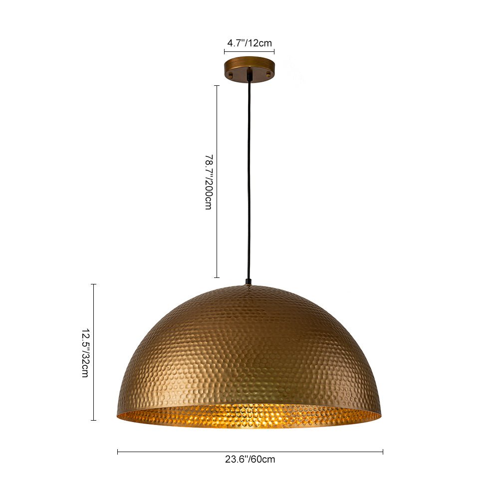 Pendant Light Hammered Metal 40.0 cm 60.0 cm Brass Silver Dining Room Kitchen Island Dome Ceiling Light | Thomler