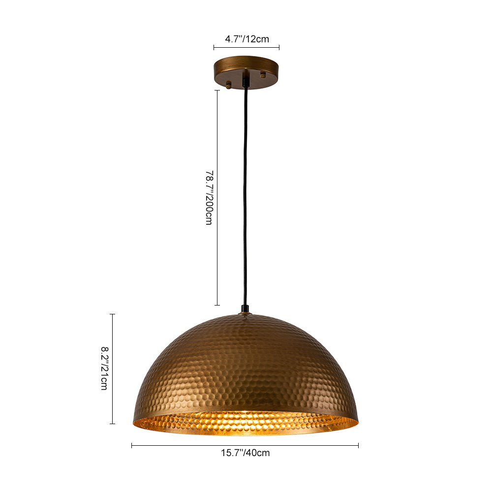 Pendant Light Hammered Metal 40.0 cm 60.0 cm Brass Silver Dining Room Kitchen Island Dome Ceiling Light | Thomler