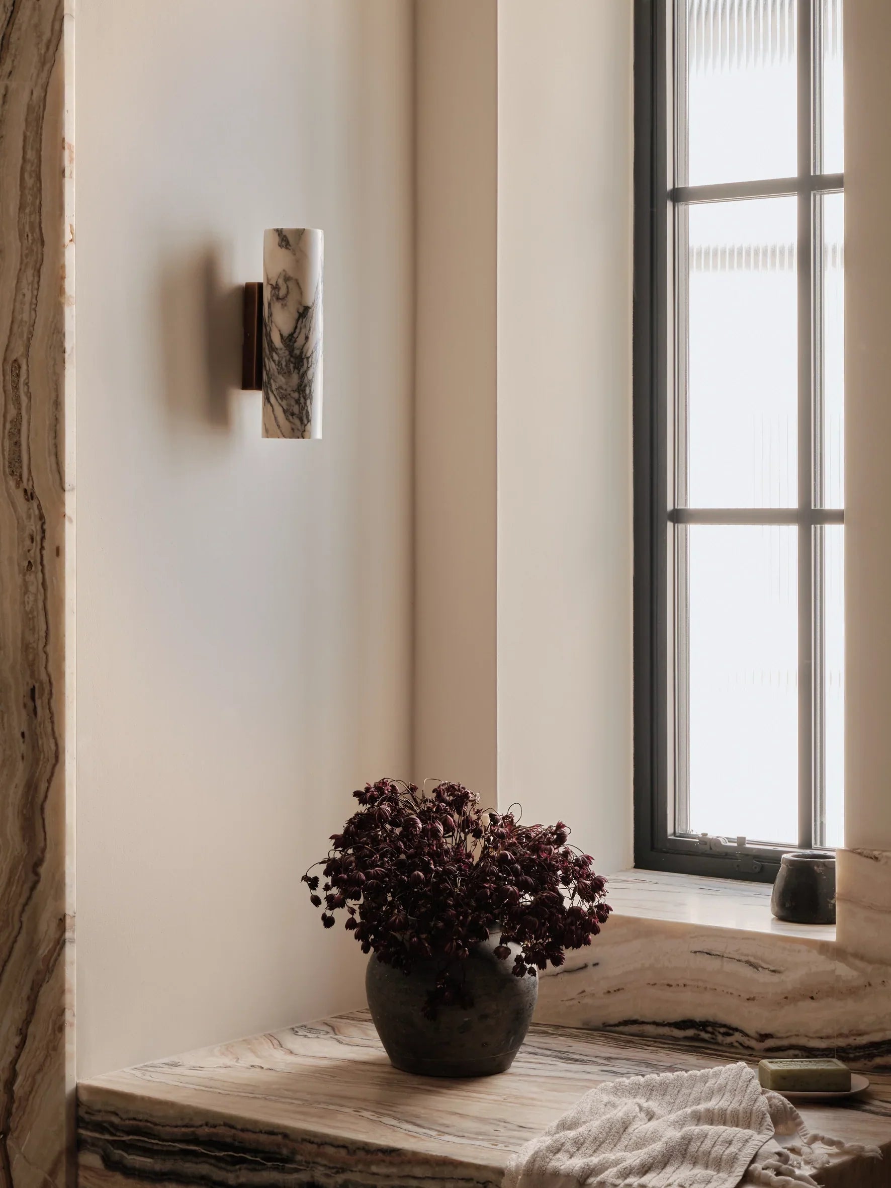Wall Lamp Marble 24.0 cm Natural Stone Bathroom Mirror Up Down G9 LED Hallway Interior Lighting | Thomler