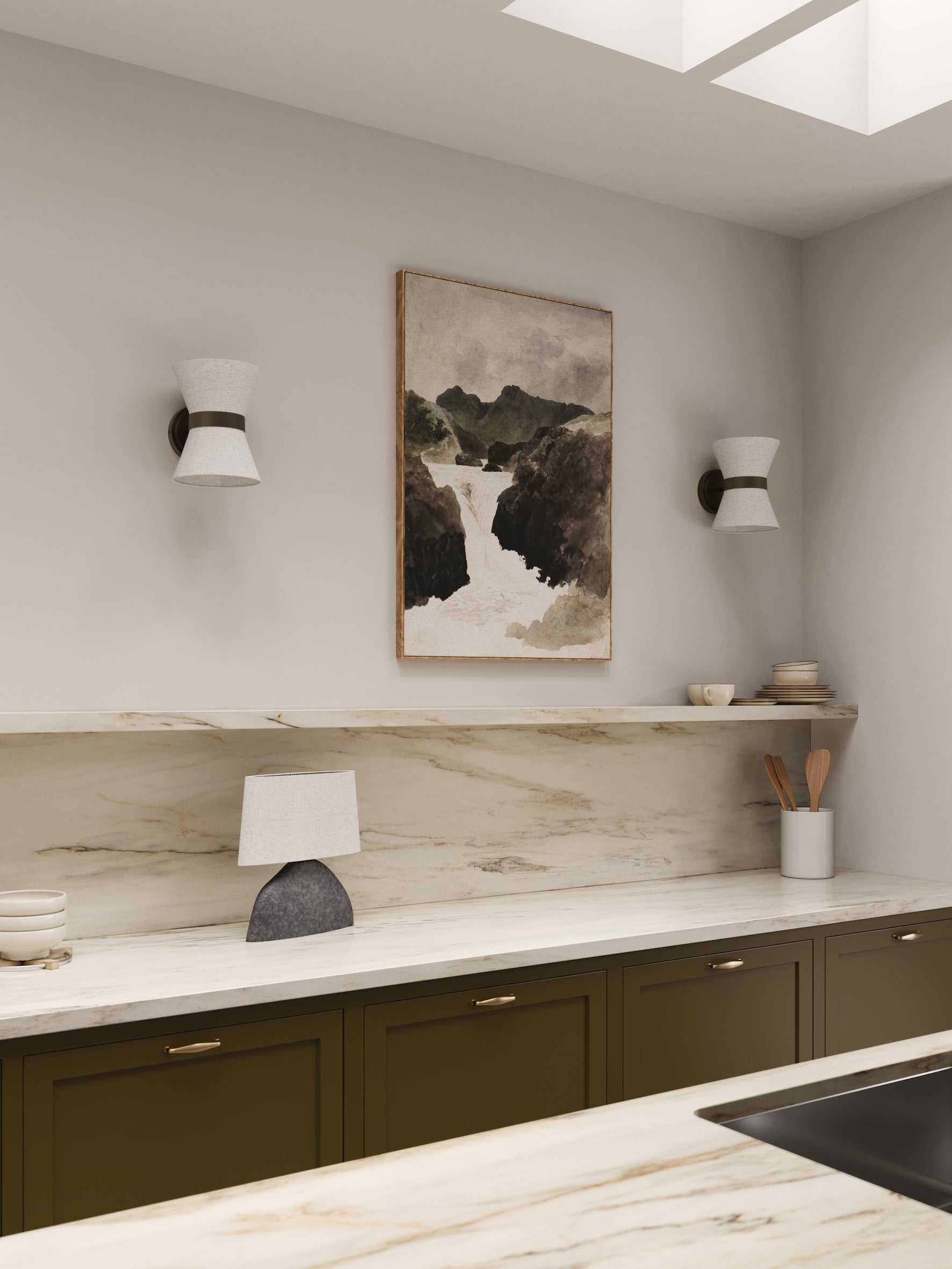Wall Lamp Linen Bronze G9 24.0 cm Living Room Bedroom Up Down Ambient Lighting Sconce Fixture | Thomler