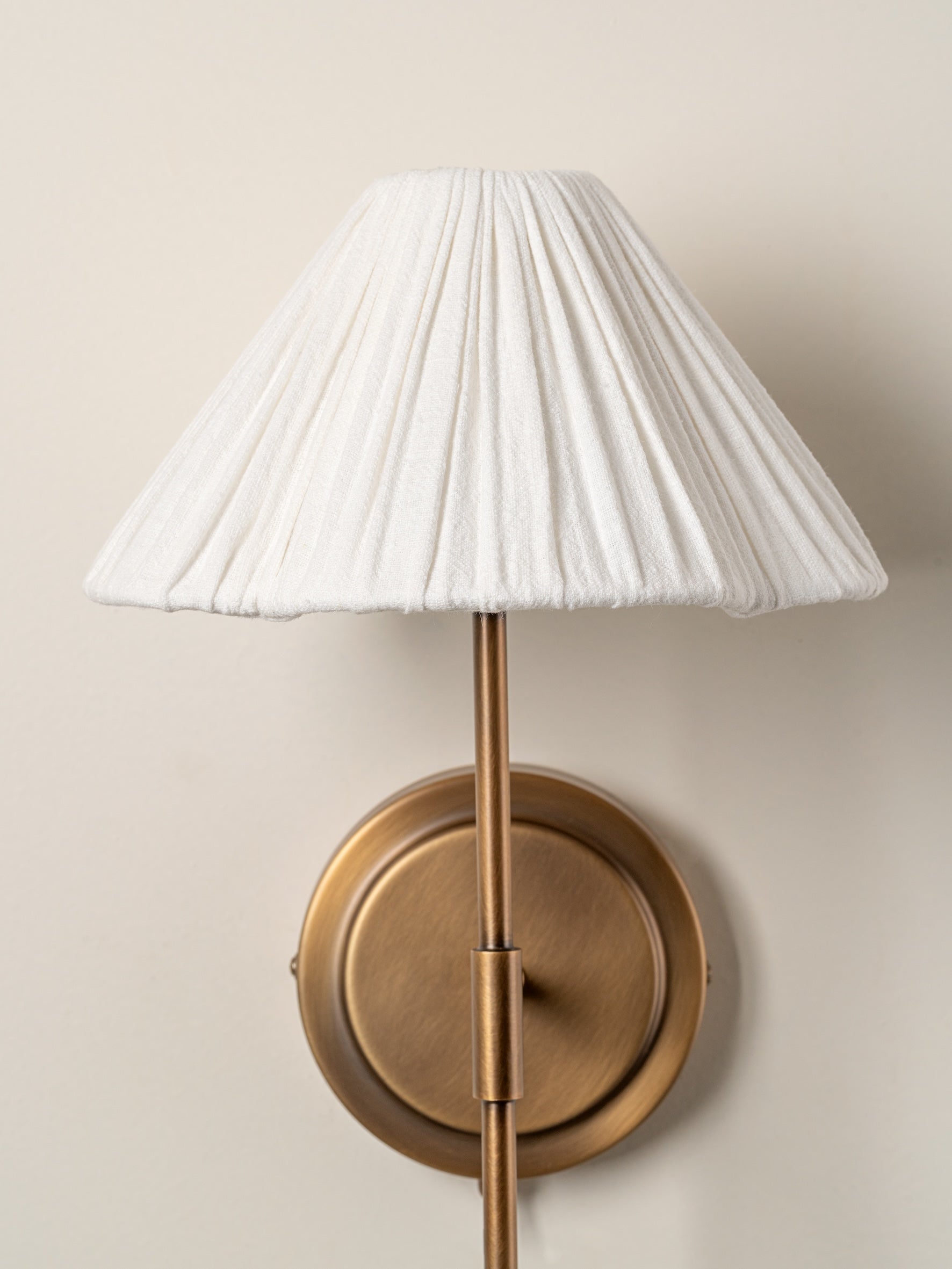 Wall Lamp Linen Pleated Shade G9 21.5 cm Brass Bedroom Bedside Reading Light Scandinavian Hallway Sconce | Thomler