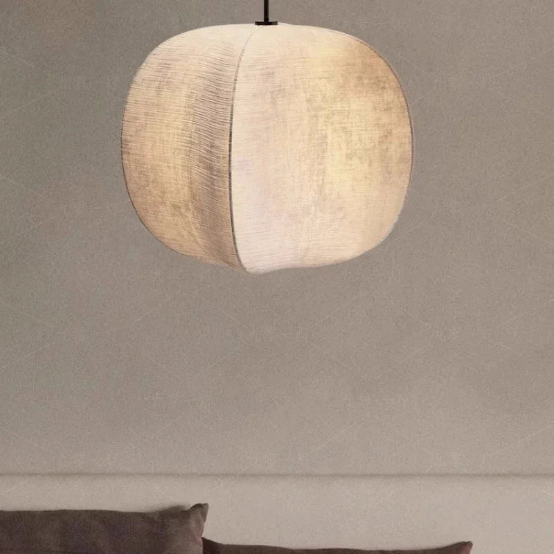 Pendant Light Linen Globe 12 W Beige Hanging Kitchen Island Dining Room Boho Coastal Ceiling Fixture Set | Thomler