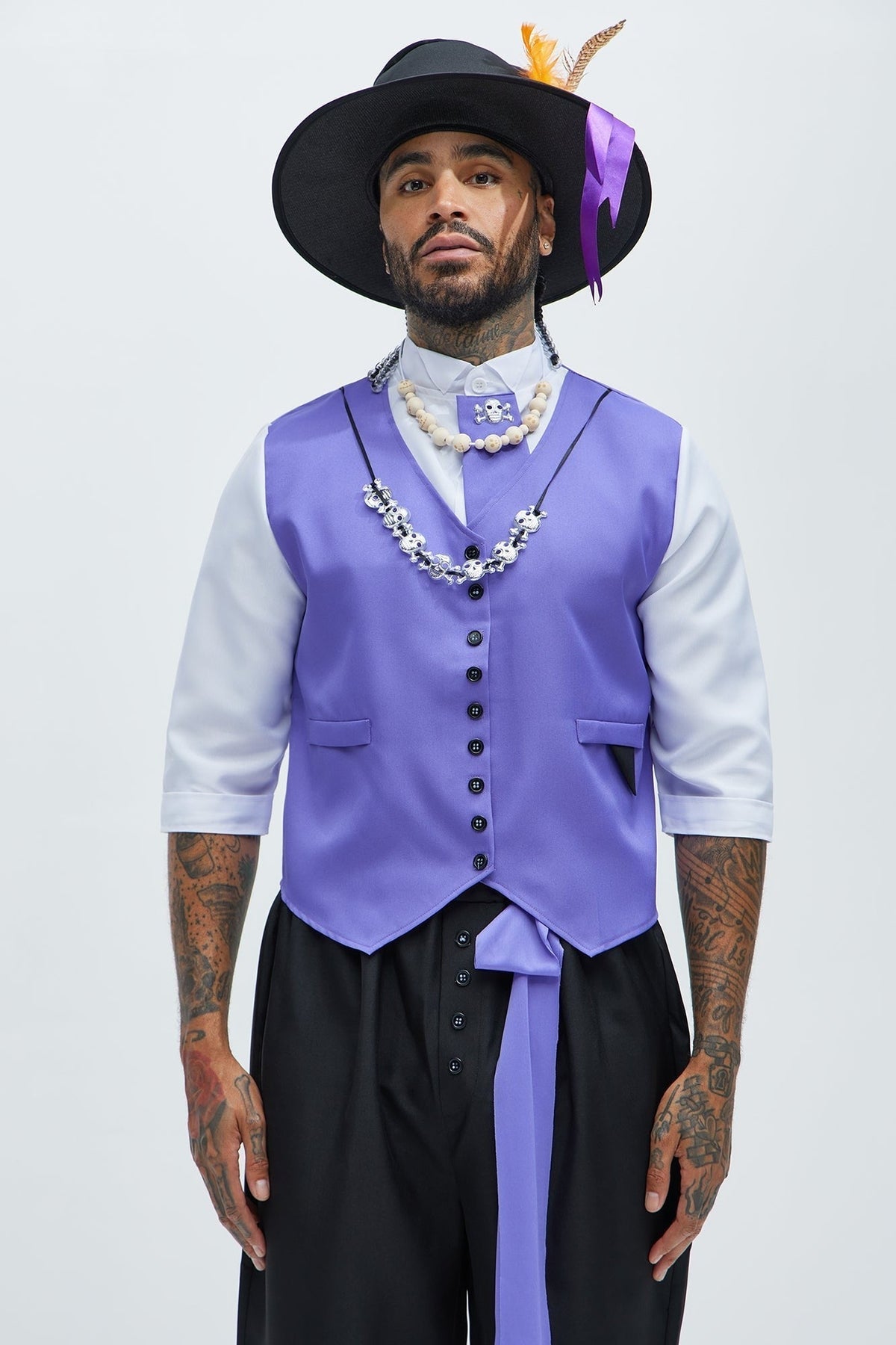 Men's Purple Velvet Cleric Costume with Top Hat – Full Halloween Outfit | Thomler
