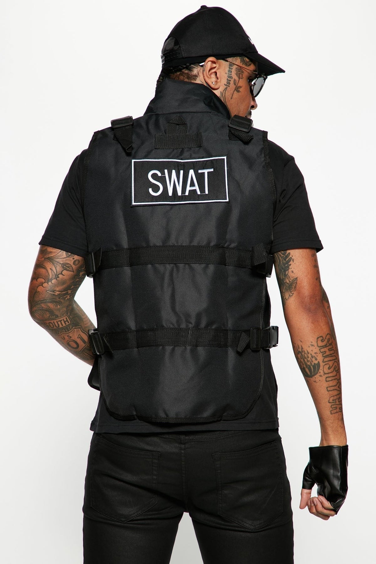 Four-Piece Operator Outfit Kit with Adjustable Tactical Vest, Stretch Cap, and Fingerless Gloves for Halloween, Costume Parties, and | Thomler