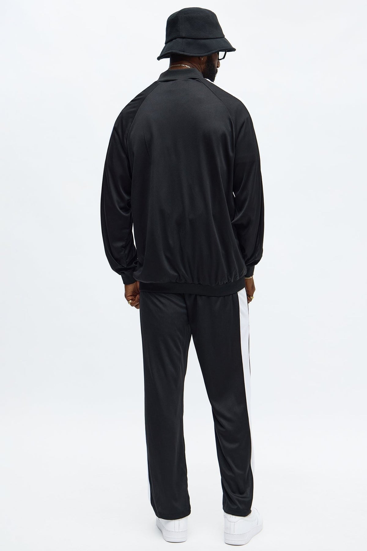 Men's Retro Two-Piece Hip-Hop Costume with Black and White Colorblocking | Thomler