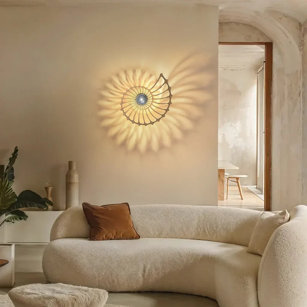 Wall Lamp Ceramic LED 7.9 in Nautilus Design Gold Black Living Room Bedroom Hallway Decorative Accent Lighting | Thomler