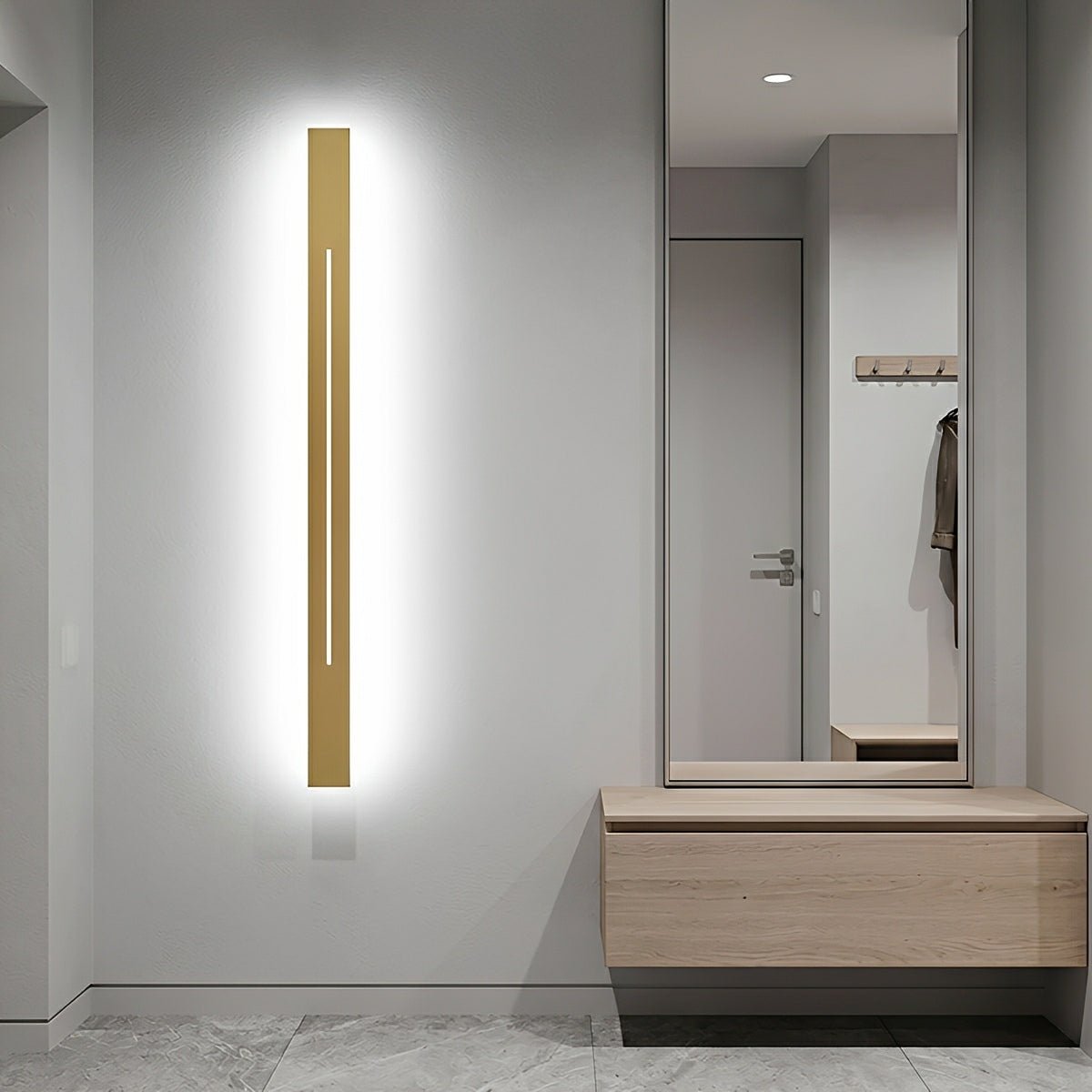Sleek Linear LED Wall Sconce for Bedroom Living Room Vanity – Iron Acrylic Fixture 24-47 Inch Dimmable Hardwired | Thomler