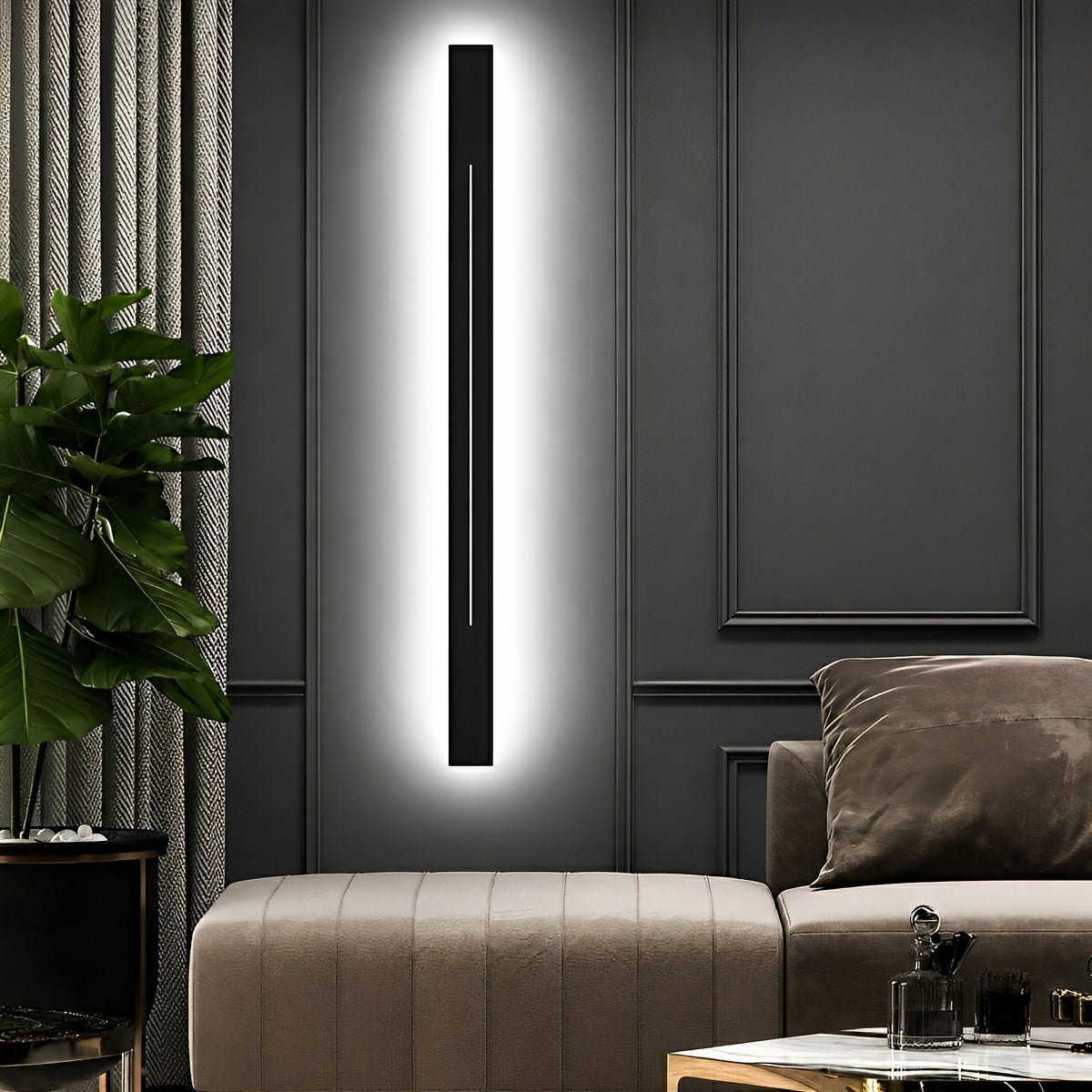 Sleek Linear LED Wall Sconce for Bedroom Living Room Vanity – Iron Acrylic Fixture 24-47 Inch Dimmable Hardwired | Thomler