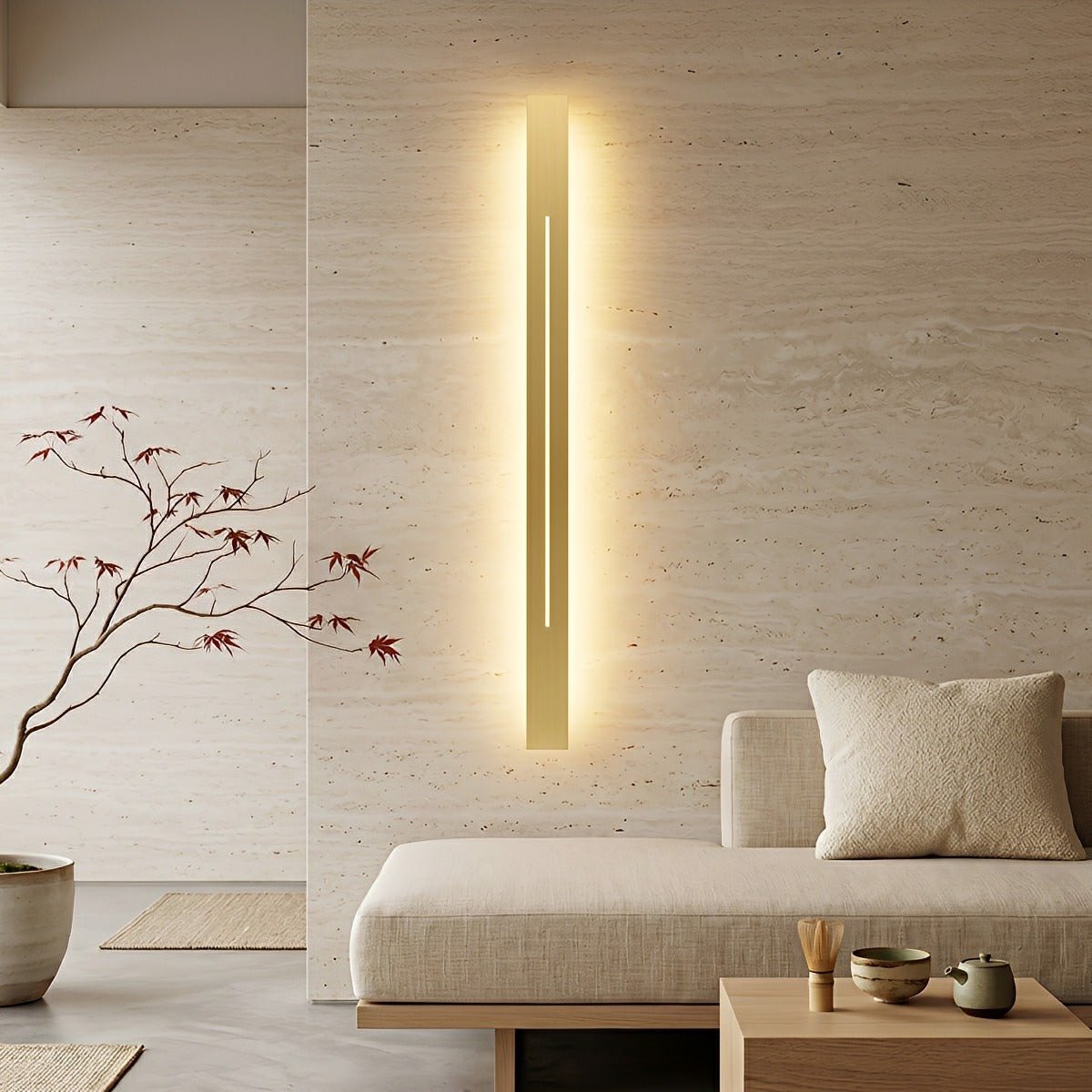 Sleek Linear LED Wall Sconce for Bedroom Living Room Vanity – Iron Acrylic Fixture 24-47 Inch Dimmable Hardwired | Thomler