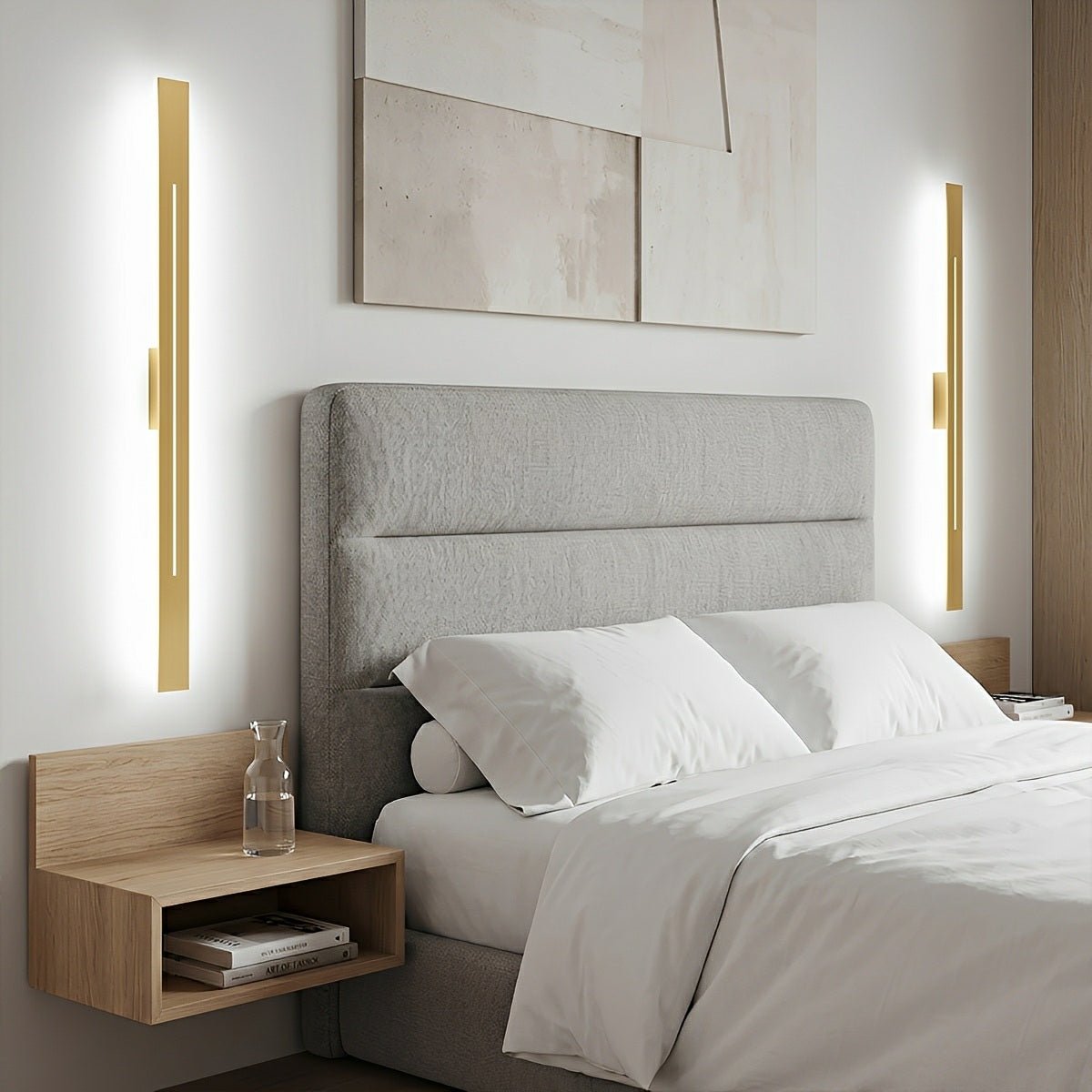 Sleek Linear LED Wall Sconce for Bedroom Living Room Vanity – Iron Acrylic Fixture 24-47 Inch Dimmable Hardwired | Thomler