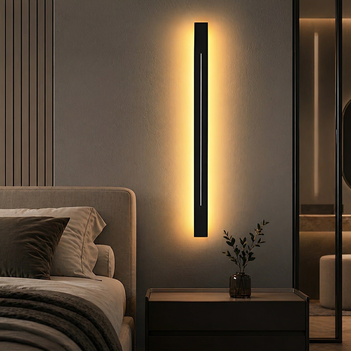 Sleek Linear LED Wall Sconce for Bedroom Living Room Vanity – Iron Acrylic Fixture 24-47 Inch Dimmable Hardwired | Thomler