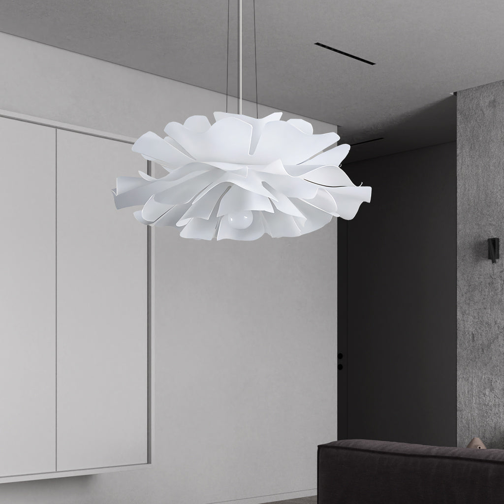 Pendant Light Acrylic Metal 15.7 in White Lotus Flower Dining Bedroom Living Room Lighting Fixture | Thomler
