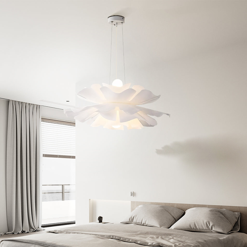 Pendant Light Acrylic Metal 15.7 in White Lotus Flower Dining Bedroom Living Room Lighting Fixture | Thomler