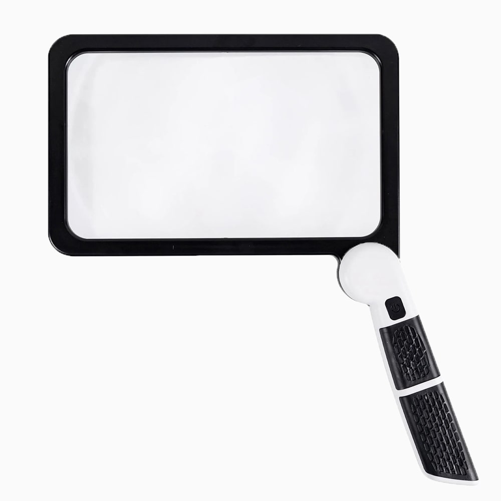 Illuminated Full-Page Magnifier with Adjustable LED Lights for Reading Books, Newspapers & Fine Print | Folding Design with 5X Magnification | Thomler