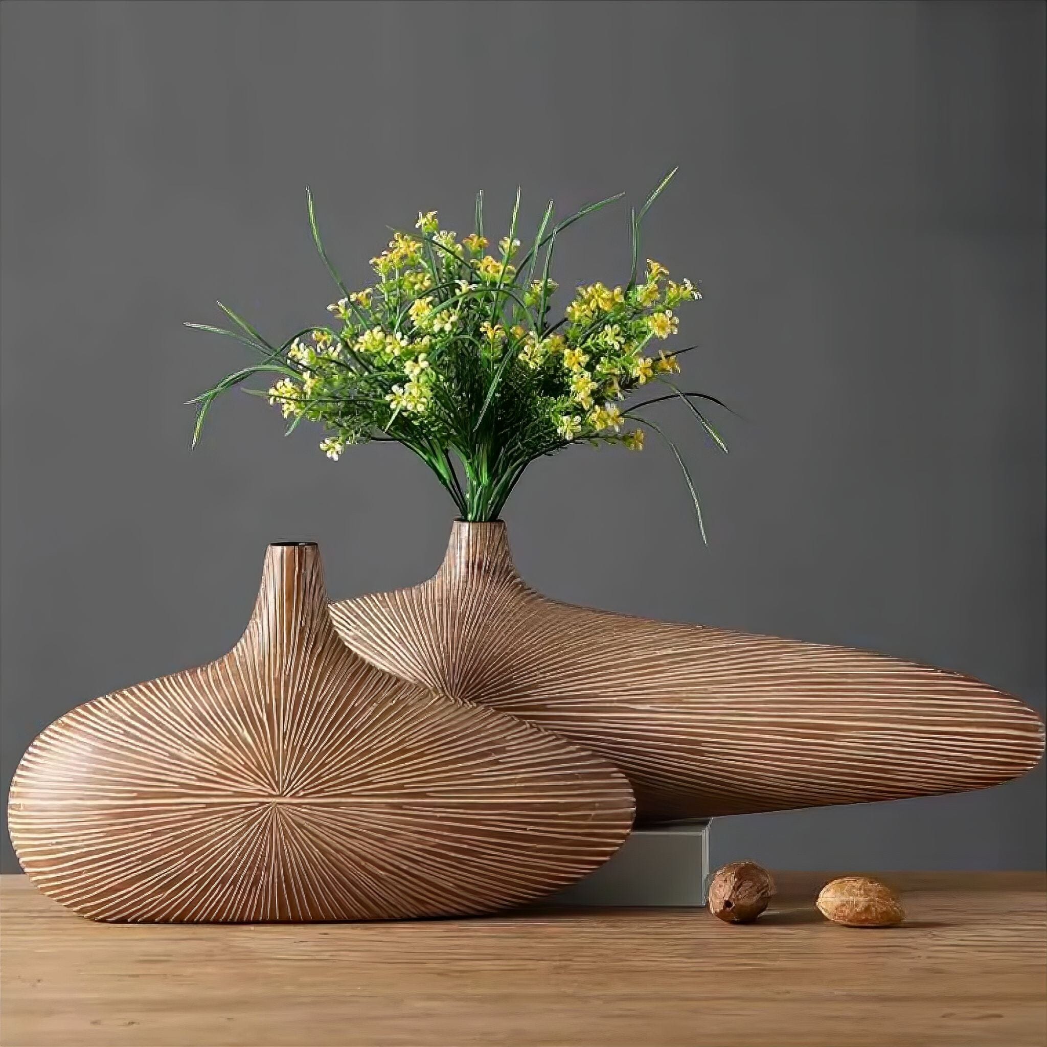 Vase Resin Wood Look 51.0 cm (20.1") Decorative Living Room Sculptural Flower Vase Japandi Boho Home Décor | Thomler