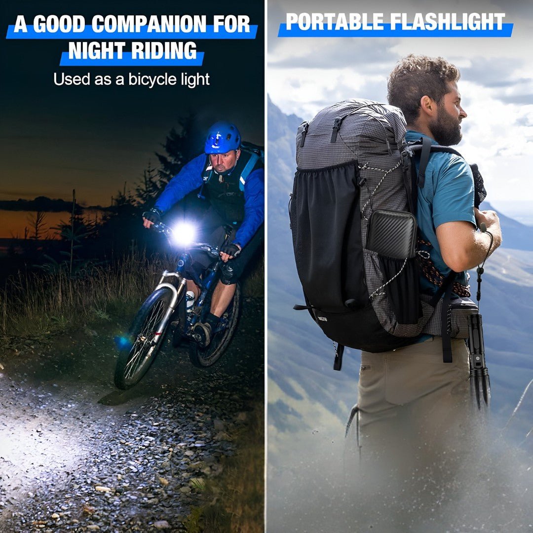 Rechargeable High-Output Tactical Flashlight with USB Power Bank – 5-Mode Zoomable LED Torch for Camping, Emergencies & Outdoor Adventures | Thomler