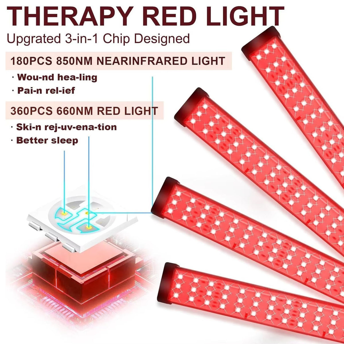 Dual-Wavelength LED Therapy Device for Skin Rejuvenation & Muscle Recovery with Adjustable Stand & Timer | Thomler