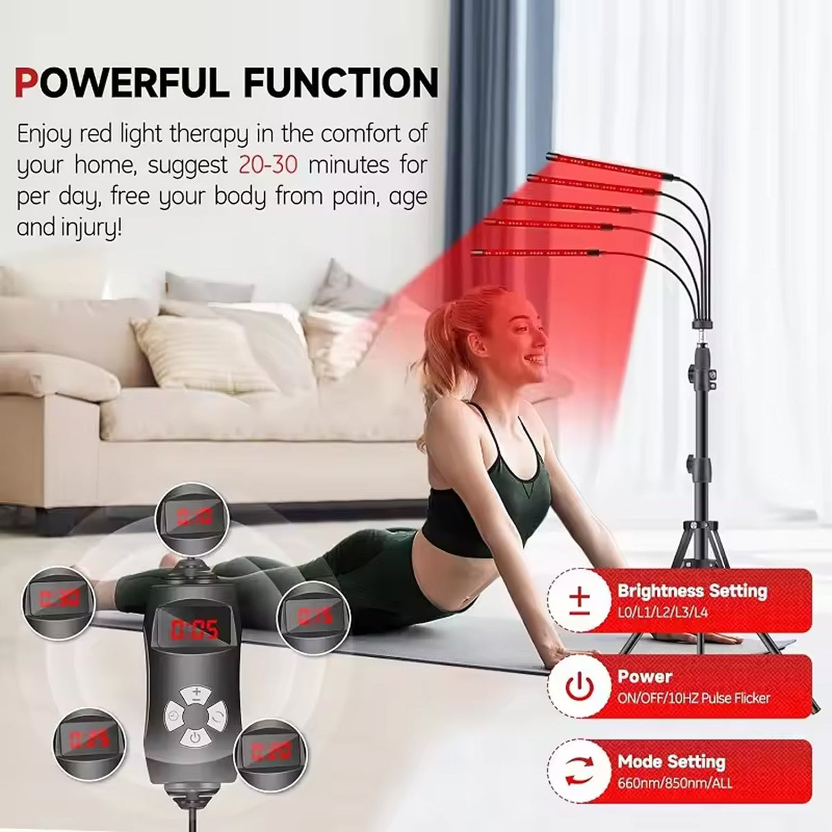 Dual-Wavelength LED Therapy Device for Skin Rejuvenation & Muscle Recovery with Adjustable Stand & Timer | Thomler