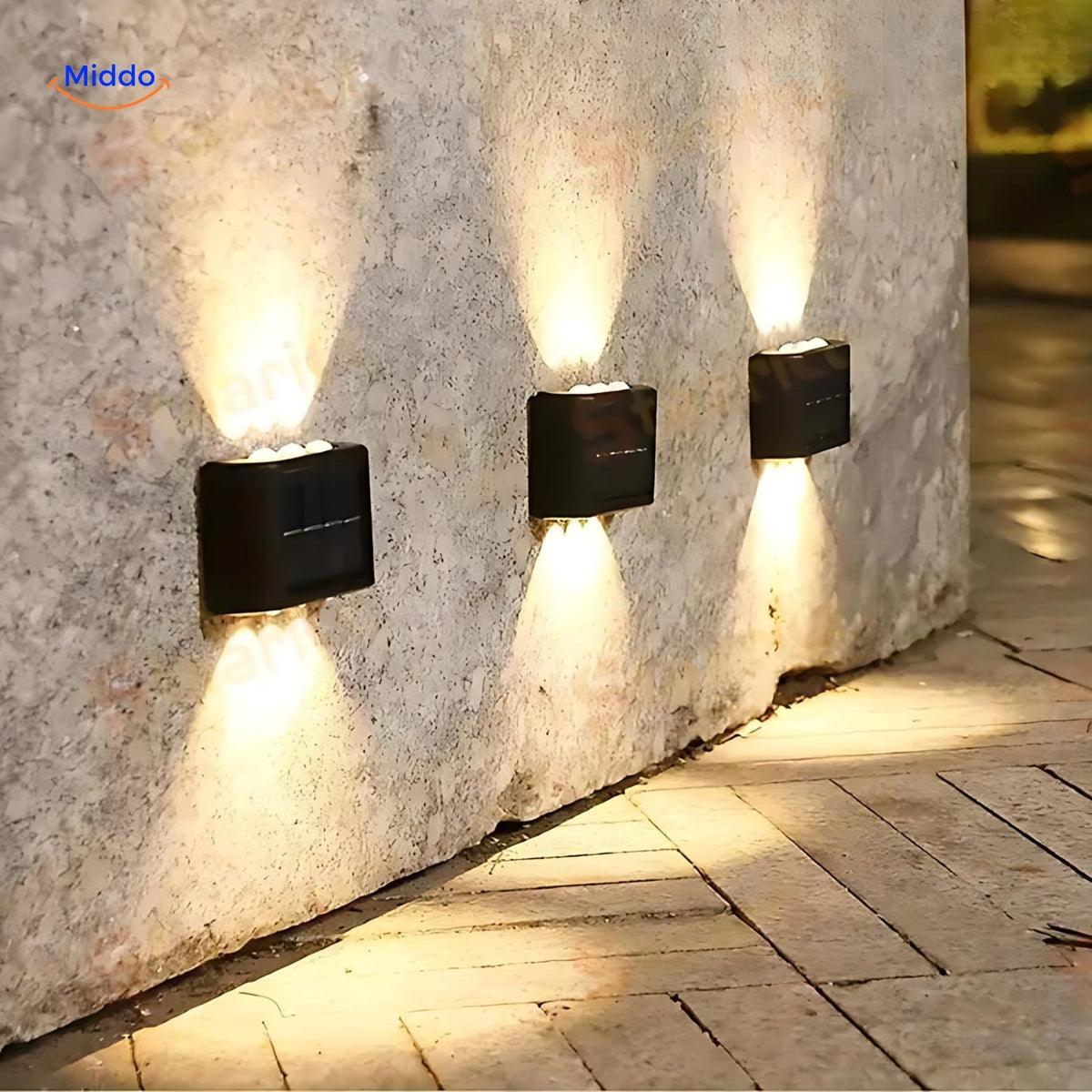 Dual-Head Solar LED Outdoor Wall Light – Weatherproof Sensor Fixture for Porch, Patio & Driveway | Thomler