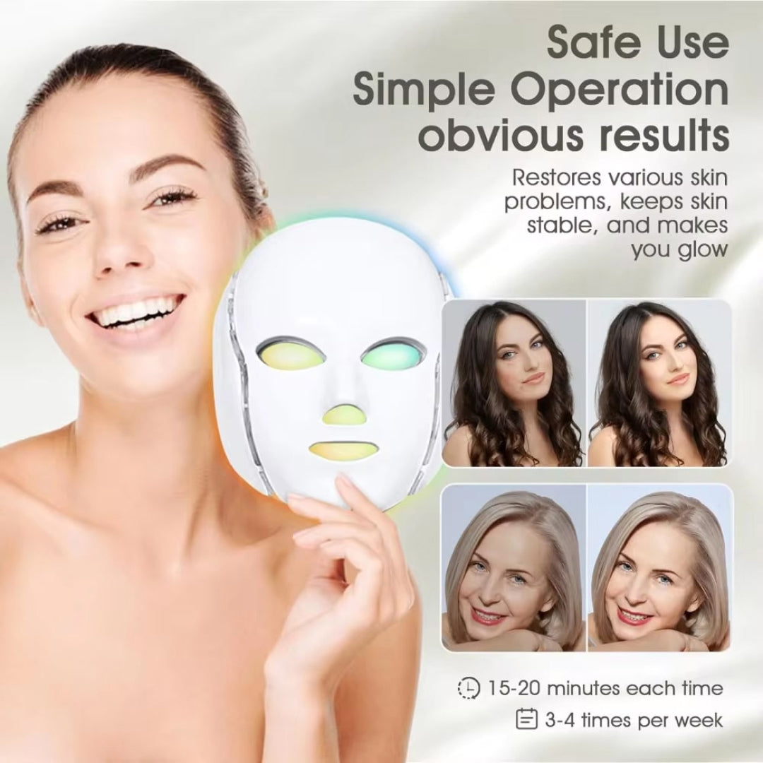 LED Light Therapy Face Mask for Anti-Aging, Acne & Skin Rejuvenation – Professional Multi-Color Photon Treatment System with Remote | Thomler