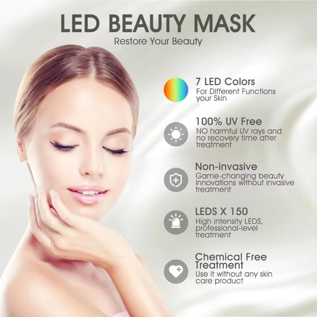 LED Light Therapy Face Mask for Anti-Aging, Acne & Skin Rejuvenation – Professional Multi-Color Photon Treatment System with Remote | Thomler