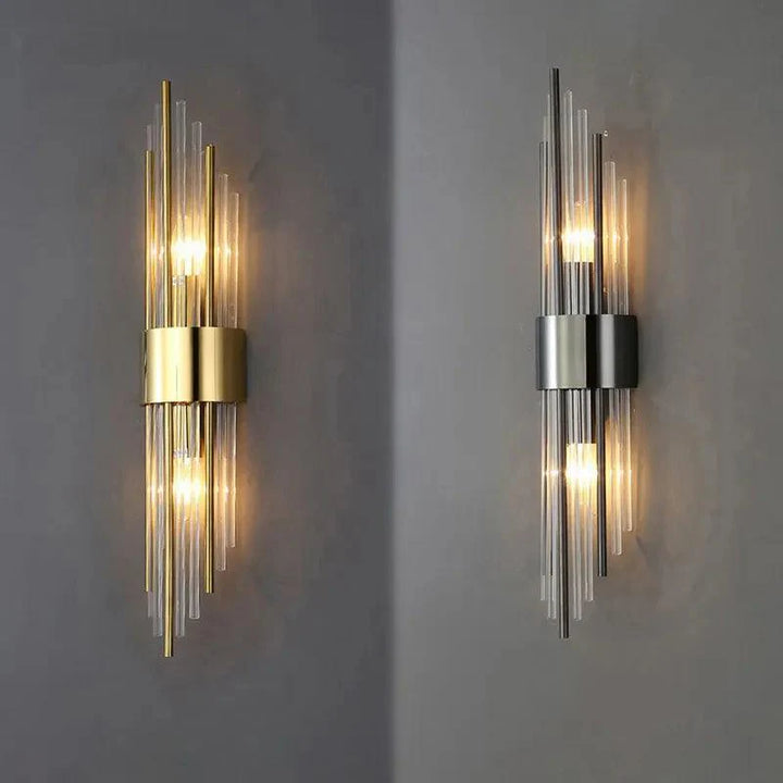 Crystal Wall Sconce with LED Light – Modern Gold or Black Finish for Bedroom, Hallway, Living Room – 14 in to 22 in | Thomler