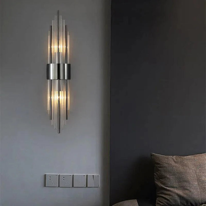 Crystal Wall Sconce with LED Light – Modern Gold or Black Finish for Bedroom, Hallway, Living Room – 14 in to 22 in | Thomler