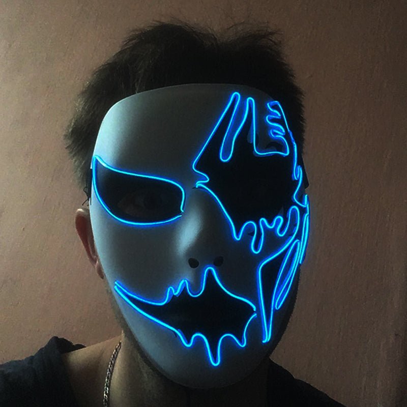 Light-Up Fright Face – Battery-Powered Glowing Party Mask with 3 Flash Modes for Halloween, Cosplay & Night Events | Thomler