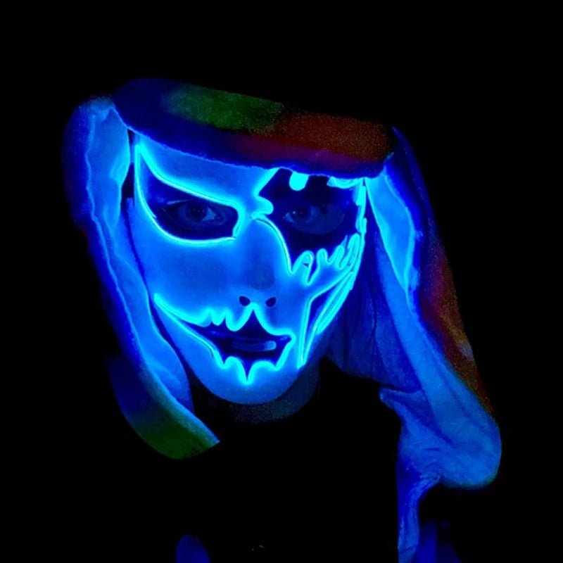 Light-Up Fright Face – Battery-Powered Glowing Party Mask with 3 Flash Modes for Halloween, Cosplay & Night Events | Thomler