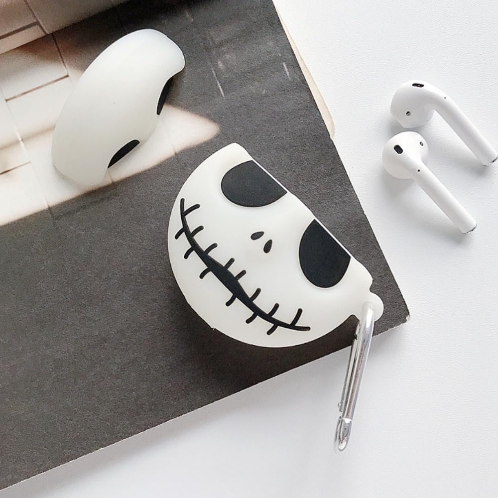 Glow-in-the-Dark Skull Protective Case for AirPods with Secure Clip | Thomler