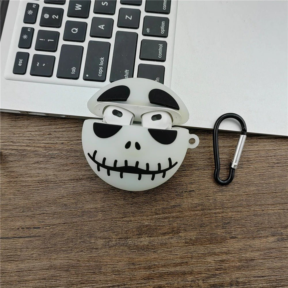 Glow-in-the-Dark Skull Protective Case for AirPods with Secure Clip | Thomler
