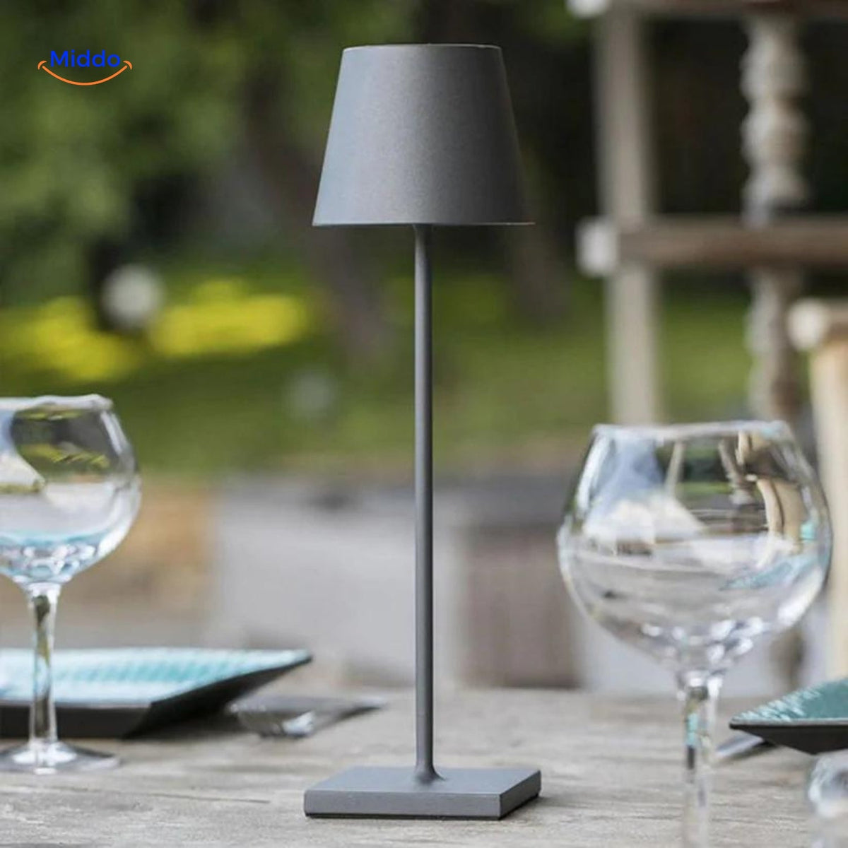 Rechargeable LED Table Lamp with Touch Dimmer, 24-Hour Runtime, USB-C Charging & IP54 Waterproof | Thomler