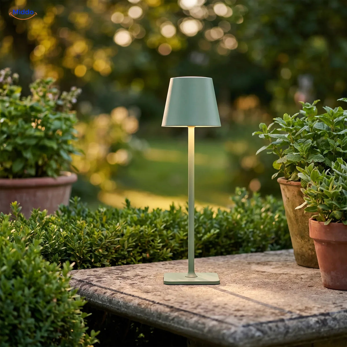 Rechargeable LED Table Lamp with Touch Dimmer, 24-Hour Runtime, USB-C Charging & IP54 Waterproof | Thomler