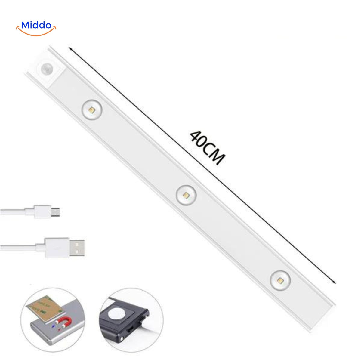 Motion-Activated LED Strip Light | Rechargeable Under-Cabinet Lighting Bar | Thomler